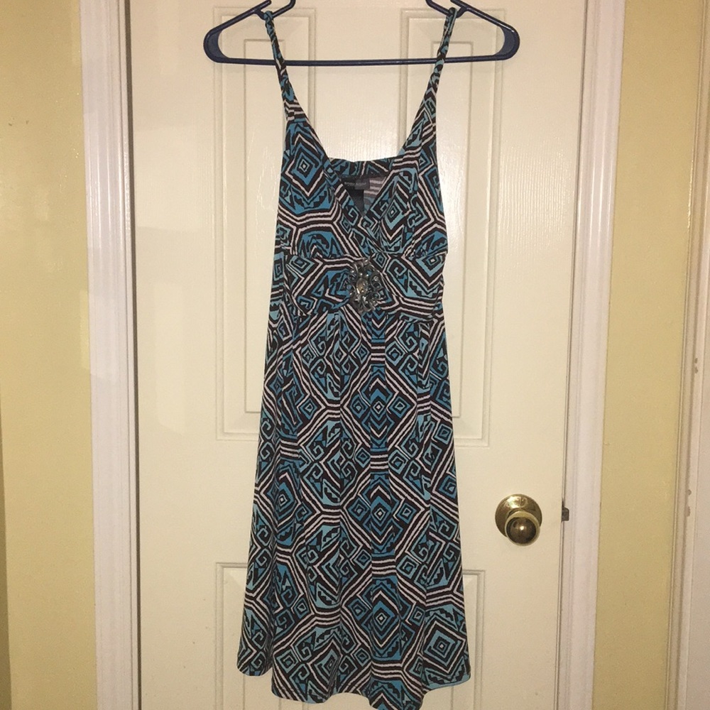 Size 6 blue multi print dress